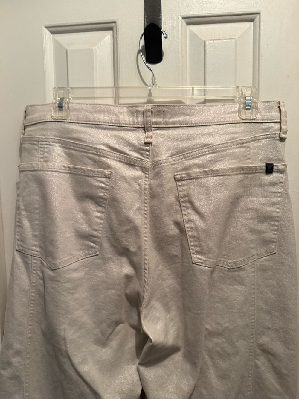 Cream Gold Shimmer High-Waist Straight Leg Jeans Size 14 - Picture 7 of 7